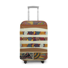 Чехол для чемодана 3D с принтом Африканская мозаика в Тюмени, 86% полиэфир, 14% спандекс | двустороннее нанесение принта, прорези для ручек и колес | afrika | pattern | африка | африканские мотивы | африканские узоры | солнце | узор | этника | южный континент