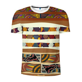 Мужская футболка 3D спортивная с принтом Африканская мозаика в Тюмени, 100% полиэстер с улучшенными характеристиками | приталенный силуэт, круглая горловина, широкие плечи, сужается к линии бедра | afrika | pattern | африка | африканские мотивы | африканские узоры | солнце | узор | этника | южный континент