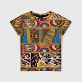Детская футболка 3D с принтом Africa Style в Тюмени, 100% гипоаллергенный полиэфир | прямой крой, круглый вырез горловины, длина до линии бедер, чуть спущенное плечо, ткань немного тянется | afrika | pattern | африка | африканские мотивы | африканские узоры | солнце | узор | этника | южный континент
