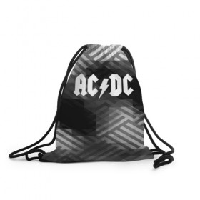 Рюкзак-мешок 3D с принтом AC/DC rock band в Тюмени, 100% полиэстер | плотность ткани — 200 г/м2, размер — 35 х 45 см; лямки — толстые шнурки, застежка на шнуровке, без карманов и подкладки | ac dc | logo | music | pop | rock | usa | альтернатива | америка | металл | музыка | музыкальный | поп | рок