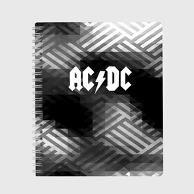Тетрадь с принтом AC DC rock band в Тюмени, 100% бумага | 48 листов, плотность листов — 60 г/м2, плотность картонной обложки — 250 г/м2. Листы скреплены сбоку удобной пружинной спиралью. Уголки страниц и обложки скругленные. Цвет линий — светло-серый
 | ac dc | logo | music | pop | rock | usa | альтернатива | америка | металл | музыка | музыкальный | поп | рок