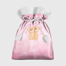 Подарочный 3D мешок с принтом Мишки в Тюмени, 100% полиэстер | Размер: 29*39 см | angel | heart | love | valentines day | амур | ангел | бабочки | купидон | любовь | медведь | сердце