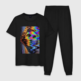 Мужская пижама хлопок с принтом Pixel art в Тюмени, 100% хлопок | брюки и футболка прямого кроя, без карманов, на брюках мягкая резинка на поясе и по низу штанин
 |  vaporwave | вебпанк | пиксель | скульптура