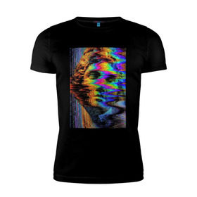 Мужская футболка премиум с принтом Pixel art в Тюмени, 92% хлопок, 8% лайкра | приталенный силуэт, круглый вырез ворота, длина до линии бедра, короткий рукав |  vaporwave | вебпанк | пиксель | скульптура