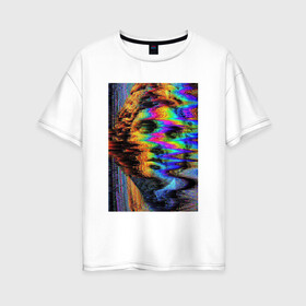 Женская футболка хлопок Oversize с принтом Pixel art в Тюмени, 100% хлопок | свободный крой, круглый ворот, спущенный рукав, длина до линии бедер
 |  vaporwave | вебпанк | пиксель | скульптура