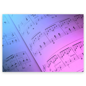 Поздравительная открытка с принтом Ноты в Тюмени, 100% бумага | плотность бумаги 280 г/м2, матовая, на обратной стороне линовка и место для марки
 | Тематика изображения на принте: guitar | music | piano | гитара | музыка | ноты | пианино