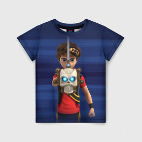 Детская футболка 3D с принтом Zak в Тюмени, 100% гипоаллергенный полиэфир | прямой крой, круглый вырез горловины, длина до линии бедер, чуть спущенное плечо, ткань немного тянется | zak storm | дети | зак шторм | мультфильмы | сёрфинг