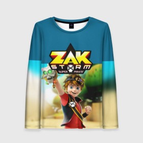 Женский лонгслив 3D с принтом Zak Storm_2 в Тюмени, 100% полиэстер | длинные рукава, круглый вырез горловины, полуприлегающий силуэт | zak storm | дети | зак шторм | мультик | мультики | мультфильм | мультфильмы | сёрфинг