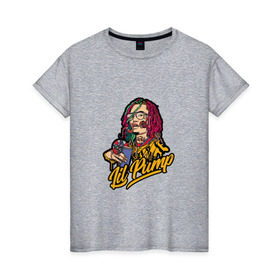 Женская футболка хлопок с принтом Lil Pump в Тюмени, 100% хлопок | прямой крой, круглый вырез горловины, длина до линии бедер, слегка спущенное плечо | 