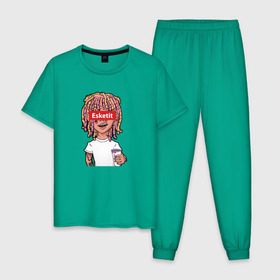 Мужская пижама хлопок с принтом Lil Pump в Тюмени, 100% хлопок | брюки и футболка прямого кроя, без карманов, на брюках мягкая резинка на поясе и по низу штанин
 | esketit | face | lil pump | rap | эшкере | эщкере
