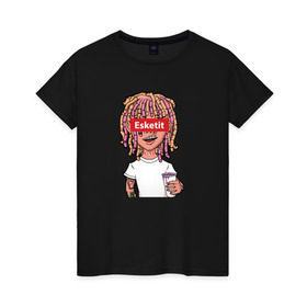 Женская футболка хлопок с принтом Lil Pump в Тюмени, 100% хлопок | прямой крой, круглый вырез горловины, длина до линии бедер, слегка спущенное плечо | esketit | face | lil pump | rap | эшкере | эщкере