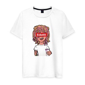 Мужская футболка хлопок с принтом Lil Pump в Тюмени, 100% хлопок | прямой крой, круглый вырез горловины, длина до линии бедер, слегка спущенное плечо. | esketit | face | lil pump | rap | эшкере | эщкере