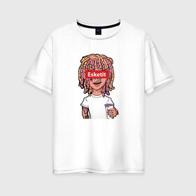 Женская футболка хлопок Oversize с принтом Lil Pump в Тюмени, 100% хлопок | свободный крой, круглый ворот, спущенный рукав, длина до линии бедер
 | esketit | face | lil pump | rap | эшкере | эщкере