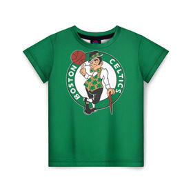 Детская футболка 3D с принтом Boston Celtics в Тюмени, 100% гипоаллергенный полиэфир | прямой крой, круглый вырез горловины, длина до линии бедер, чуть спущенное плечо, ткань немного тянется | Тематика изображения на принте: boston | boston celtics | celtics | nba | баскетбол | бостон | нба | селтикс