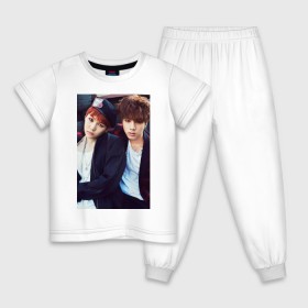 Детская пижама хлопок с принтом kpop BTS Юнги и Джин в Тюмени, 100% хлопок |  брюки и футболка прямого кроя, без карманов, на брюках мягкая резинка на поясе и по низу штанин
 | kpop