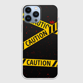 Чехол для iPhone 13 Pro Max с принтом Caution Style в Тюмени,  |  | Тематика изображения на принте: blood | caution | street | tape | urban | брызги | кровь | лента | опасный | скотч | улица | урбан