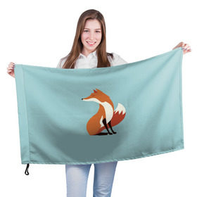 Флаг 3D с принтом Лисичка минималистичная в Тюмени, 100% полиэстер | плотность ткани — 95 г/м2, размер — 67 х 109 см. Принт наносится с одной стороны | firefox | fox | low | lowpoly | poly | redfox | лис | лиса | лисица | лисонька | лоуполи | минимализм | огнелис