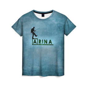 Женская футболка 3D с принтом Арина в стиле Доктор Хаус в Тюмени, 100% полиэфир ( синтетическое хлопкоподобное полотно) | прямой крой, круглый вырез горловины, длина до линии бедер | house | m.d. | бирюзовый