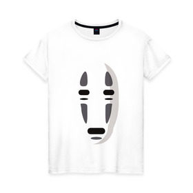 Женская футболка хлопок с принтом Безликий Бог Каонаси_2 в Тюмени, 100% хлопок | прямой крой, круглый вырез горловины, длина до линии бедер, слегка спущенное плечо | аниме | миядзаки | унесенные призраками