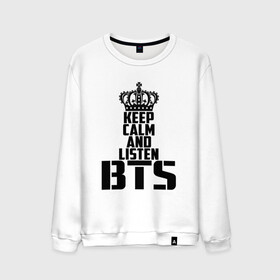 Мужской свитшот хлопок с принтом Keep calm and listen BTS в Тюмени, 100% хлопок |  | bangtan boys | bts | j hope | jimin | jin | jungkook | k pop | rm | sonyeondan | suga | v | бойз бойс | бойскауты | бтс бенгтан. бангтан | группа | к поп | корейская | пуленепробиваемые | хип хоп