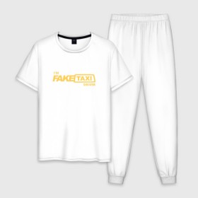 Мужская пижама хлопок с принтом FakeTaxi в Тюмени, 100% хлопок | брюки и футболка прямого кроя, без карманов, на брюках мягкая резинка на поясе и по низу штанин
 | 