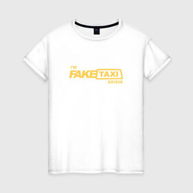 Женская футболка хлопок с принтом FakeTaxi в Тюмени, 100% хлопок | прямой крой, круглый вырез горловины, длина до линии бедер, слегка спущенное плечо | 