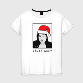 Женская футболка хлопок с принтом Sasha Grey (Santa) в Тюмени, 100% хлопок | прямой крой, круглый вырез горловины, длина до линии бедер, слегка спущенное плечо | brazzers | sasha gray | sasha grey | бразерс | браззерс | саша грей | саша грэй