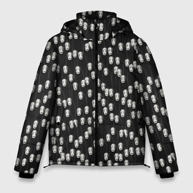 Мужская зимняя куртка 3D с принтом Безликие в Тюмени, верх — 100% полиэстер; подкладка — 100% полиэстер; утеплитель — 100% полиэстер | длина ниже бедра, свободный силуэт Оверсайз. Есть воротник-стойка, отстегивающийся капюшон и ветрозащитная планка. 

Боковые карманы с листочкой на кнопках и внутренний карман на молнии. | no face | spirited away | аниме | безликий | маска | монстр | паттерн | привидение | призрак | толпа | унесённые призраками | хеллоуин | черный