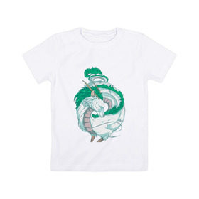 Детская футболка хлопок с принтом Хаку в Тюмени, 100% хлопок | круглый вырез горловины, полуприлегающий силуэт, длина до линии бедер | аниме | миядзаки | унесенные призраками