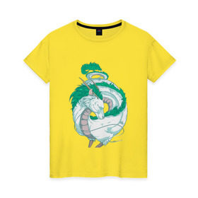 Женская футболка хлопок с принтом Хаку в Тюмени, 100% хлопок | прямой крой, круглый вырез горловины, длина до линии бедер, слегка спущенное плечо | аниме | миядзаки | унесенные призраками