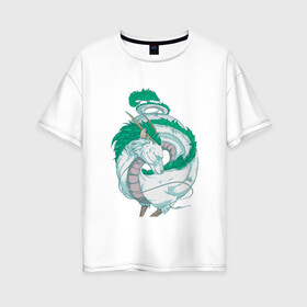 Женская футболка хлопок Oversize с принтом Хаку в Тюмени, 100% хлопок | свободный крой, круглый ворот, спущенный рукав, длина до линии бедер
 | аниме | миядзаки | унесенные призраками