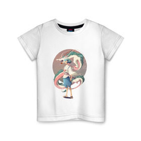 Детская футболка хлопок с принтом Унесенные призраками_6 в Тюмени, 100% хлопок | круглый вырез горловины, полуприлегающий силуэт, длина до линии бедер | Тематика изображения на принте: аниме | миядзаки | унесенные призраками