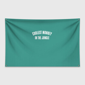 Флаг-баннер с принтом Coolest monkey in the jungle в Тюмени, 100% полиэстер | размер 67 х 109 см, плотность ткани — 95 г/м2; по краям флага есть четыре люверса для крепления | blackface | блэкфэйс | в джунглях | крутая | обезьяна | самая крутая обезьяна