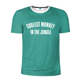 Мужская футболка 3D спортивная с принтом Coolest monkey in the jungle в Тюмени, 100% полиэстер с улучшенными характеристиками | приталенный силуэт, круглая горловина, широкие плечи, сужается к линии бедра | Тематика изображения на принте: blackface | блэкфэйс | в джунглях | крутая | обезьяна | самая крутая обезьяна