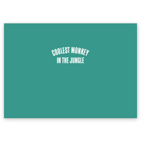 Поздравительная открытка с принтом Coolest monkey in the jungle в Тюмени, 100% бумага | плотность бумаги 280 г/м2, матовая, на обратной стороне линовка и место для марки
 | blackface | блэкфэйс | в джунглях | крутая | обезьяна | самая крутая обезьяна