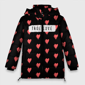 Женская зимняя куртка 3D с принтом True Love в Тюмени, верх — 100% полиэстер; подкладка — 100% полиэстер; утеплитель — 100% полиэстер | длина ниже бедра, силуэт Оверсайз. Есть воротник-стойка, отстегивающийся капюшон и ветрозащитная планка. 

Боковые карманы с листочкой на кнопках и внутренний карман на молнии | 14 февраля | love | valentine | день святого валентина | любовь | сердечки