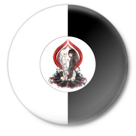 Значок с принтом Kurona & Nashiro (Tokyo Ghoul) в Тюмени,  металл | круглая форма, металлическая застежка в виде булавки | kurona yasuhisa | nashiro yasuhisa | курона ясухиса | наширо ясухиса