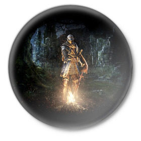 Значок с принтом Dark Souls в Тюмени,  металл | круглая форма, металлическая застежка в виде булавки | dark | souls | дракон | души | игра | лордран | темные