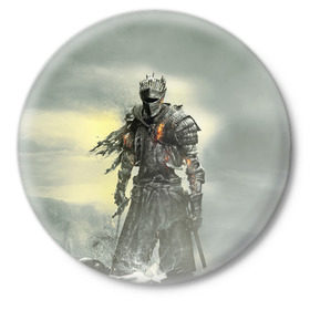 Значок с принтом Dark Souls в Тюмени,  металл | круглая форма, металлическая застежка в виде булавки | Тематика изображения на принте: dark | souls | дракон | души | игра | лордран | темные