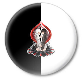 Значок с принтом Kurona & Nashiro (Tokyo Ghoul) в Тюмени,  металл | круглая форма, металлическая застежка в виде булавки | kurona yasuhisa | nashiro yasuhisa | курона ясухиса | наширо ясухиса