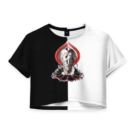 Женская футболка 3D укороченная с принтом Kurona & Nashiro (Tokyo Ghoul) в Тюмени, 100% полиэстер | круглая горловина, длина футболки до линии талии, рукава с отворотами | kurona yasuhisa | nashiro yasuhisa | курона ясухиса | наширо ясухиса