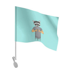 Флаг для автомобиля с принтом Енот Хипстер Love в Тюмени, 100% полиэстер | Размер: 30*21 см | hipster | love | story | енот | животные | любовь | хипстер | человек