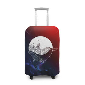 Чехол для чемодана 3D с принтом Кит в Тюмени, 86% полиэфир, 14% спандекс | двустороннее нанесение принта, прорези для ручек и колес | space | star | животные | звезды | космос | море | штурвал