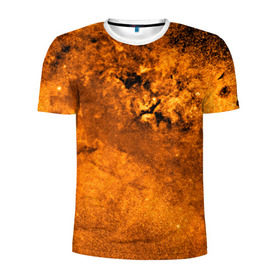 Мужская футболка 3D спортивная с принтом Gold Space в Тюмени, 100% полиэстер с улучшенными характеристиками | приталенный силуэт, круглая горловина, широкие плечи, сужается к линии бедра | space | star | звезды | космос