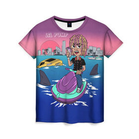 Женская футболка 3D с принтом Lil Pump в Тюмени, 100% полиэфир ( синтетическое хлопкоподобное полотно) | прямой крой, круглый вырез горловины, длина до линии бедер | lil pump | pump | маленький насос