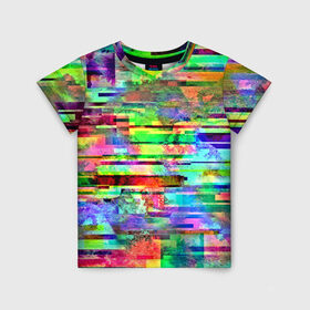 Детская футболка 3D с принтом Abstraction colorline в Тюмени, 100% гипоаллергенный полиэфир | прямой крой, круглый вырез горловины, длина до линии бедер, чуть спущенное плечо, ткань немного тянется | glitch | глитч | глич | разноцветный | яркий