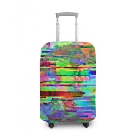 Чехол для чемодана 3D с принтом Abstraction colorline в Тюмени, 86% полиэфир, 14% спандекс | двустороннее нанесение принта, прорези для ручек и колес | glitch | глитч | глич | разноцветный | яркий