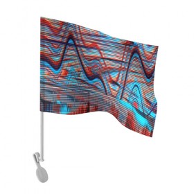 Флаг для автомобиля с принтом Psyhodelic abstraction в Тюмени, 100% полиэстер | Размер: 30*21 см | глитч | глич | линии | полосы | разноцветный