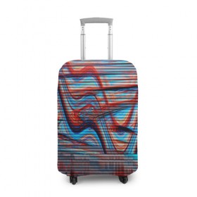 Чехол для чемодана 3D с принтом Psyhodelic abstraction в Тюмени, 86% полиэфир, 14% спандекс | двустороннее нанесение принта, прорези для ручек и колес | глитч | глич | линии | полосы | разноцветный