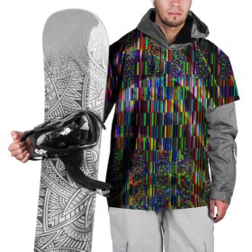 Накидка на куртку 3D с принтом Цветная иллюзия в Тюмени, 100% полиэстер |  | Тематика изображения на принте: глитч | глич | линии | полосы | разноцветный